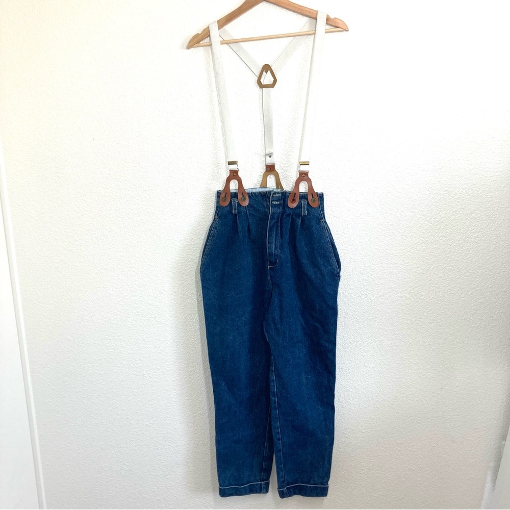 Vintage Swat Juniors Denim Jeans With Suspenders 14 Overalls 80s Made in USA